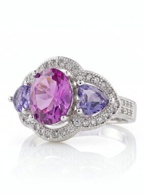 Fancy Oval Purple Amethyst Ring, 925 Sterling Silver Charmed Aroma Size 9